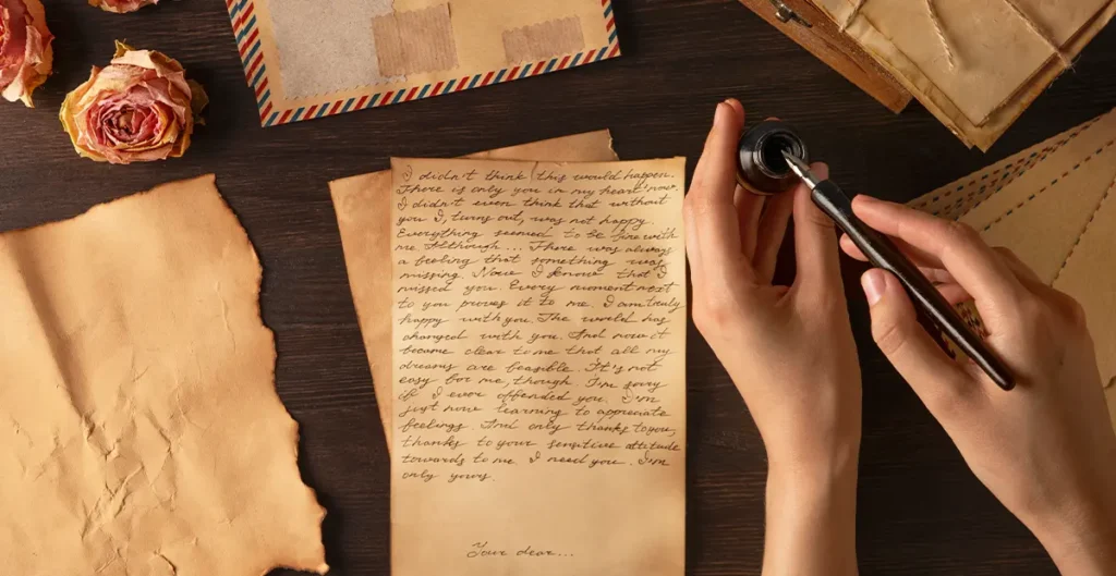 Persona escribiendo durante el duelo por la muerte de su mascota.